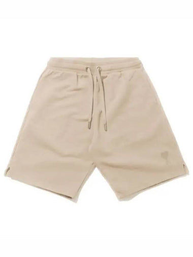 Chain Stitch Heart Logo Loopback Organic Cotton Short Pants - AMI - BALAAN 1