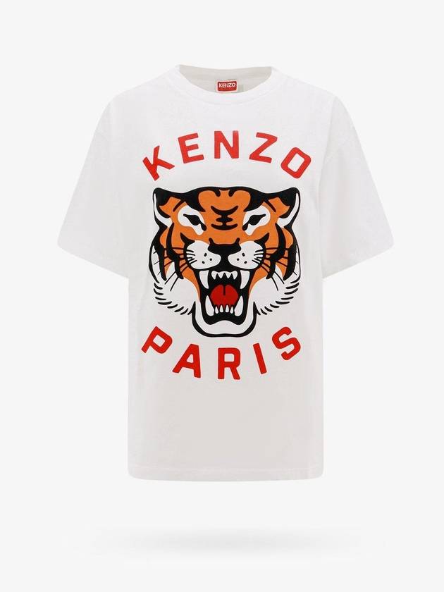 Lucky Tiger Logo Oversized T-Shirt White - KENZO - BALAAN 1