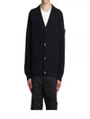 Men's Wappen Patch Button Cardigan Black - STONE ISLAND - BALAAN 2