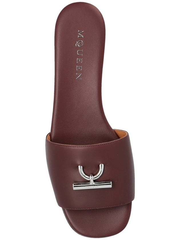 Alexander McQueen Leather Slides, Women's, Burgundy - ALEXANDER MCQUEEN - BALAAN 6