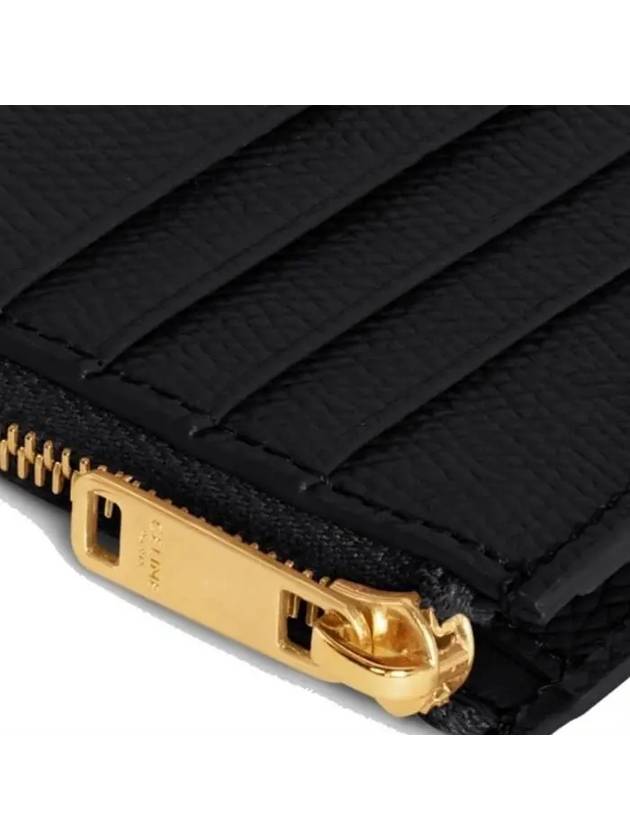 Essential Zipper Compact Grain Calfskin Card Wallet Black - CELINE - BALAAN 5