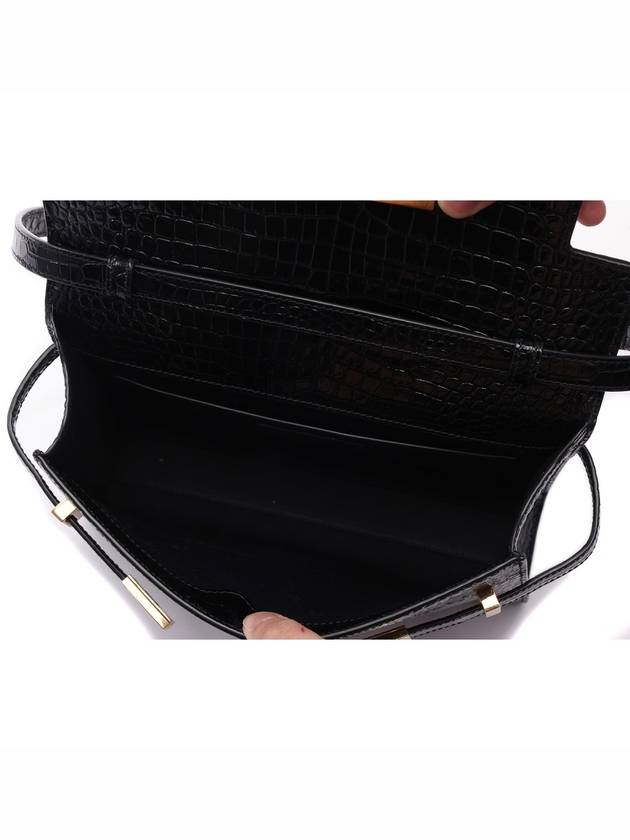 Manhattan Crocodile Small Shoulder Bag Black - SAINT LAURENT - BALAAN 7