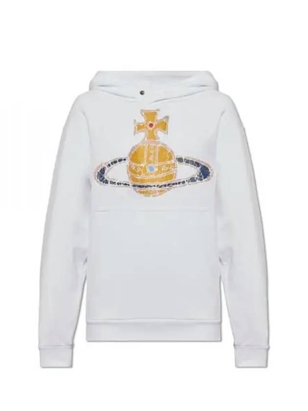 Embroidered Logo Cotton Hoodie White - VIVIENNE WESTWOOD - BALAAN 2