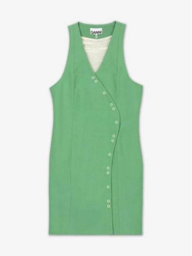 Suiting Sleeveless Short Dress Women's Green - GANNI - BALAAN 2