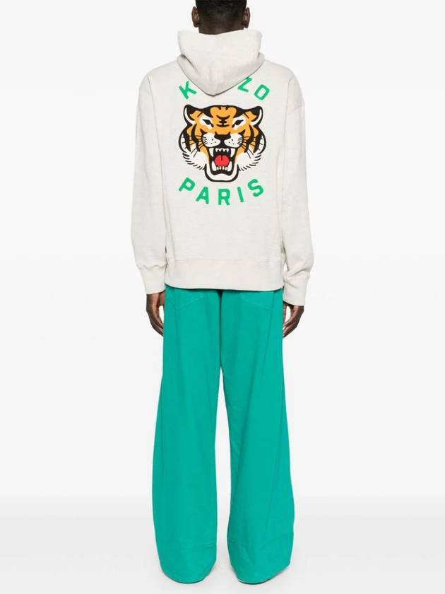 Lucky Tiger Oversized Cotton Hoodie Grey - KENZO - BALAAN 3