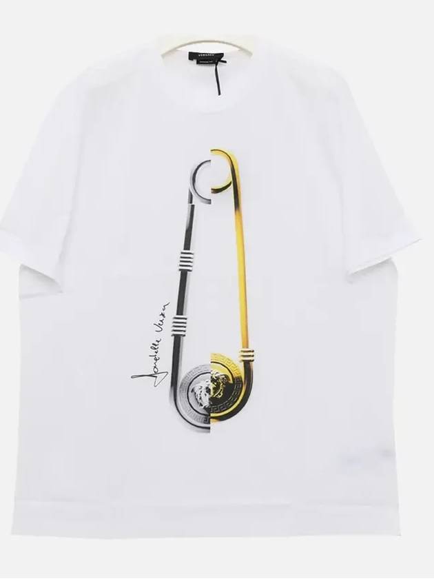 Pin Print Cotton Short Sleeve T-Shirt White - VERSACE - BALAAN 3