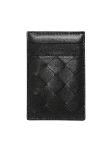 Intrecciato Magnet Leather Card Wallet Black - BOTTEGA VENETA - BALAAN 1