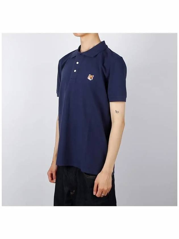 Fox Head Patch Cotton Polo Shirt Blue - MAISON KITSUNE - BALAAN 3