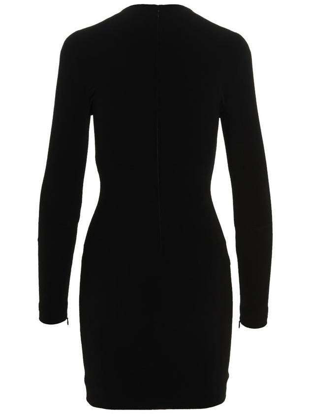 Women's Shoulder Pad Crew Neck Midi Dress Black - BALENCIAGA - BALAAN 3