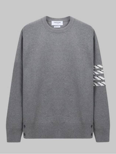 Diagonal Silk Stripe Crew Neck Knit Top Grey - THOM BROWNE - BALAAN 2