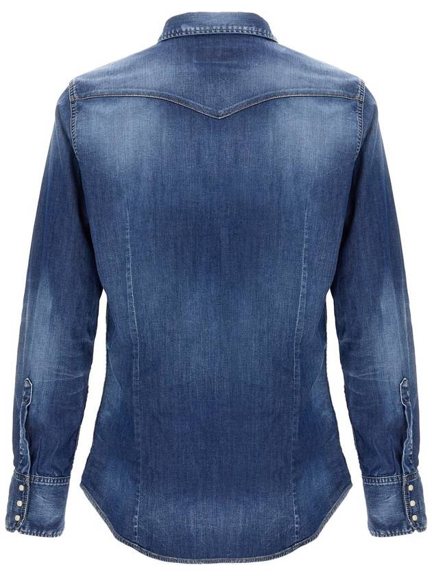 Denim Long Sleeve Shirt Blue - DSQUARED2 - BALAAN 3