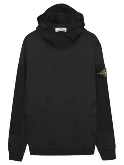 Garment Dyed Cotton Fleece Badge Hoodie Black - STONE ISLAND - BALAAN 2