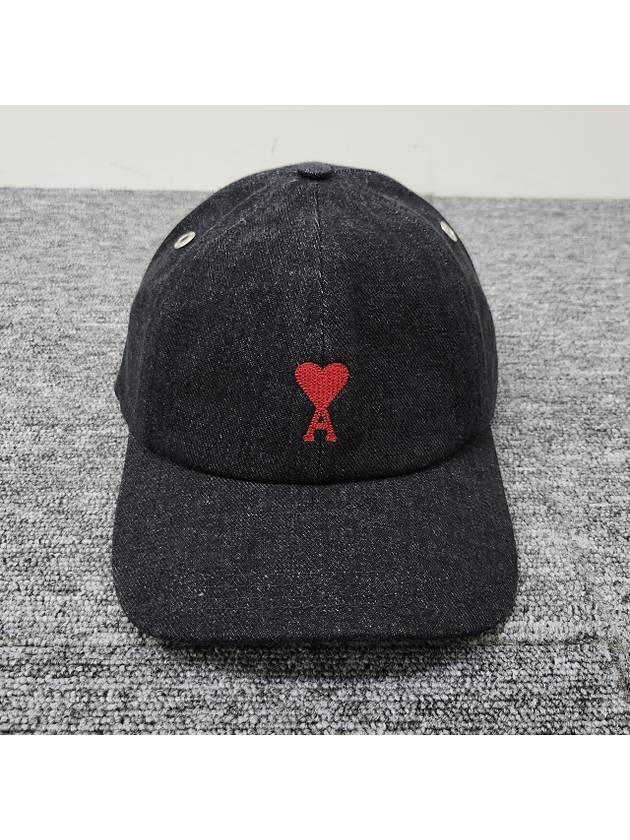 Heart Logo Denim Ball Cap Black - AMI - BALAAN 3