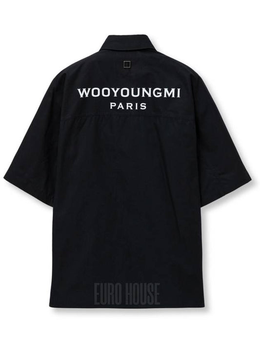 Men s Back Logo Cotton Short Sleeve Shirt Black - WOOYOUNGMI - BALAAN 2