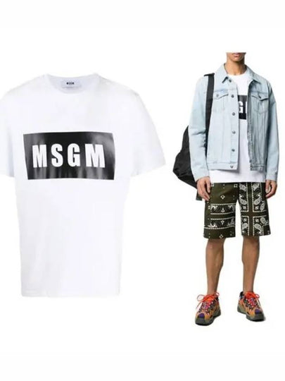 Box Logo Print Cotton Short Sleeve T-Shirt White - MSGM - BALAAN 2