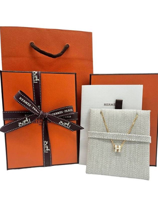 Mini Pop H Pendant Rose Gold & Blanc - HERMES - BALAAN 2