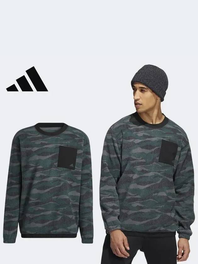 HF6523 Men s Textured Print Crew Sweater Shirt - ADIDAS GOLF - BALAAN 1