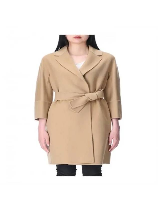 Arona Wool Belt Single Coat Beige - MAX MARA - BALAAN.