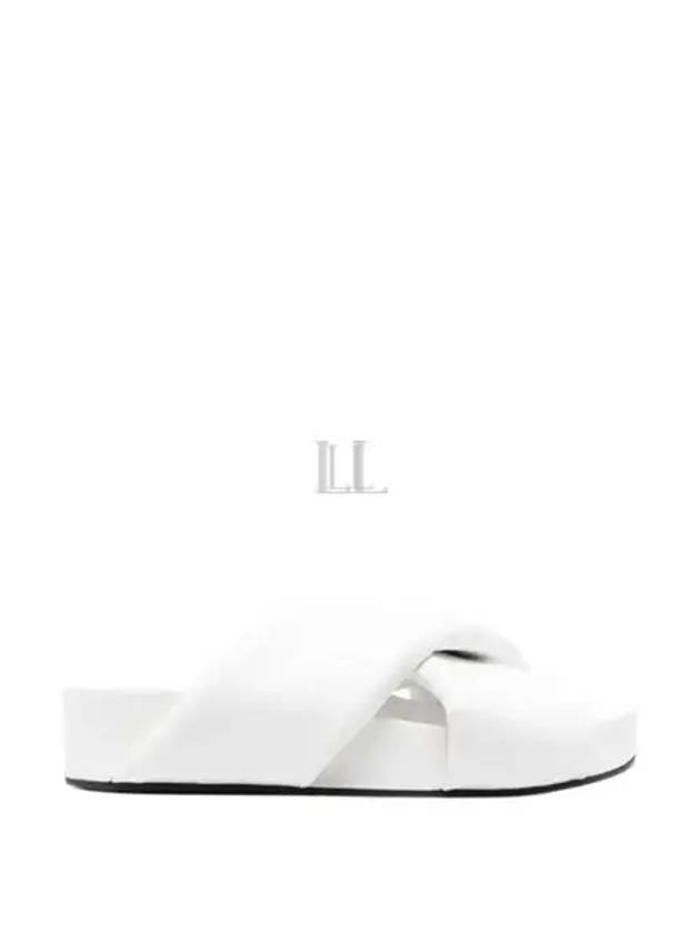 Women's Padded Slides Leather Slippers White - JIL SANDER - BALAAN 2