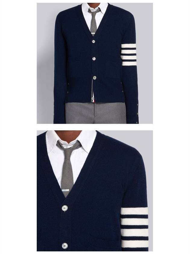 Men's Diagonal Classic Cashmere Cardigan Navy - THOM BROWNE - BALAAN 6