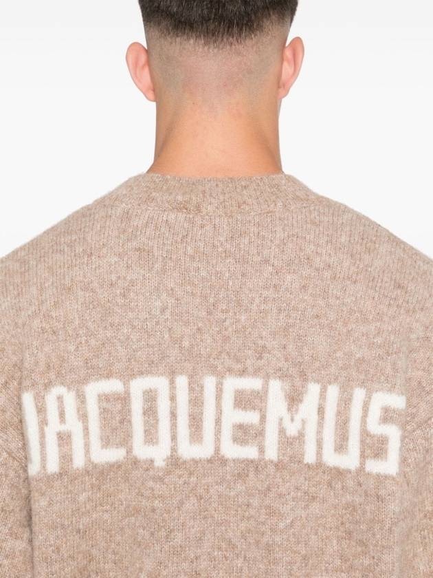 Le Pull Logo Crew Neck Alpaca Wool Knit Top Beige - JACQUEMUS - BALAAN 3