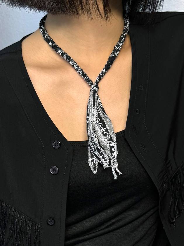 Handmade Paisley Bandana Note Necklace Black - S SY - BALAAN 4