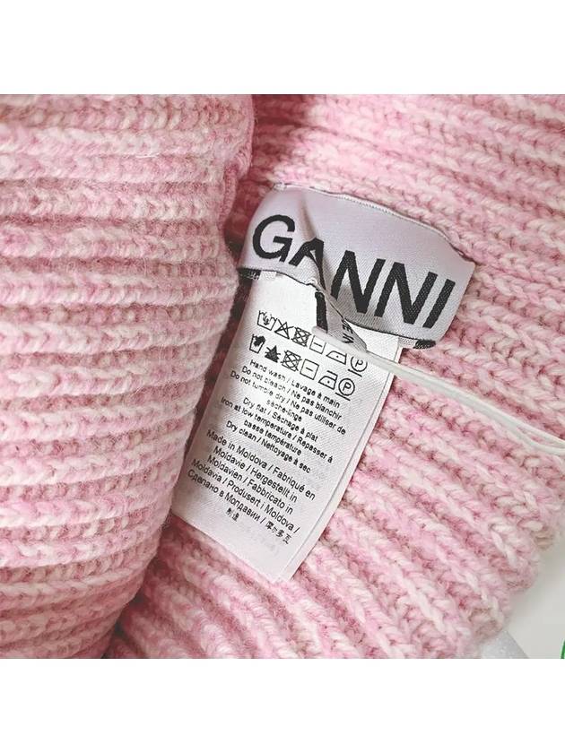 Logo Patch Knit Beanie Pink - GANNI - BALAAN 3