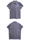 Chest Logo Patch Polo Shirt Blue Grey - MONCLER - BALAAN 5