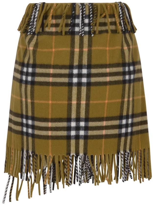 Check Wool Cashmere A-Line Skirt Oxide - BURBERRY - BALAAN 3