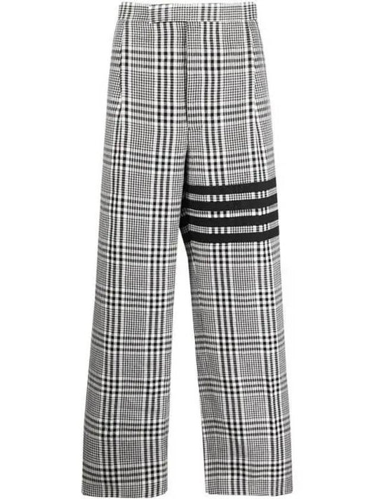 diagonal armband checked linen slacks - THOM BROWNE - BALAAN.