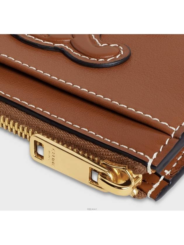 Zipper Smooth Lambskin Card Wallet Tan - CELINE - BALAAN 4