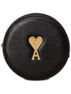 Round Paris Paris Leather Cross Bag Black - AMI - BALAAN 1