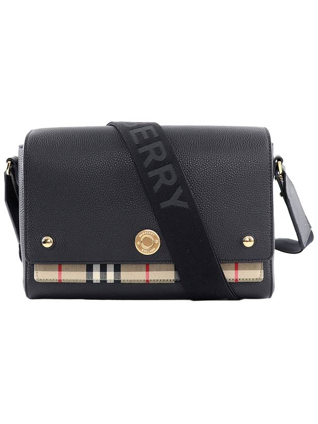 Leather and Vintage Check Note Crossbody Bag Black - BURBERRY - BALAAN 2