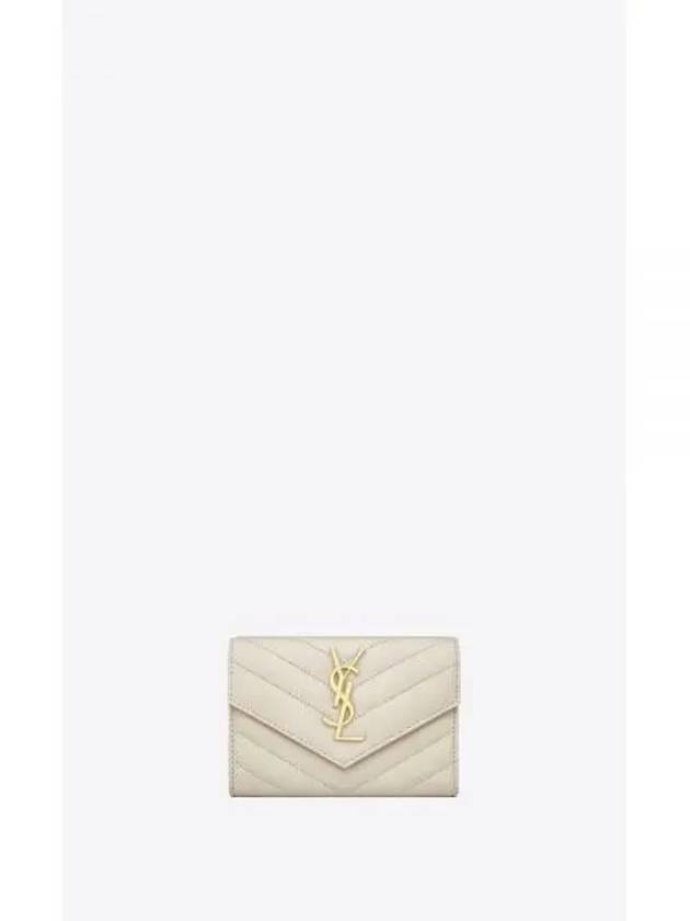 Cassandre Matelasse Small Lambskin Card Wallet Blanc Vintage - SAINT LAURENT - BALAAN 2