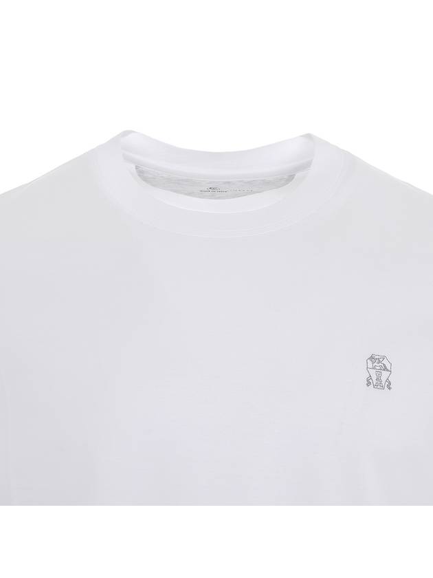 Logo Cotton Short-Sleeved T-Shirt White - BRUNELLO CUCINELLI - BALAAN 4