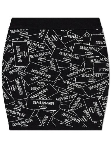 Balmain Short Skirt With Monogram, Women's, Black - BALMAIN - BALAAN 1