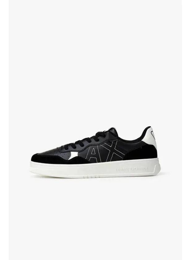 Men s Stitched Logo Leather Sneakers Black - ARMANI EXCHANGE - BALAAN 1