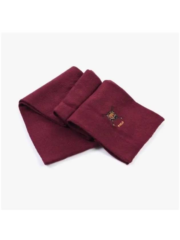 Fox Embroidered Wool Muffler Dark Red - POLO RALPH LAUREN - BALAAN 6