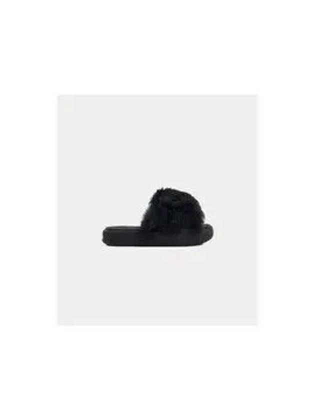 Black Proton Fur Slide Slippers R004 S141 - C2H4 - BALAAN 6