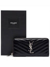 Matelasse Monogram Zipper Long Wallet Black - SAINT LAURENT - BALAAN 6