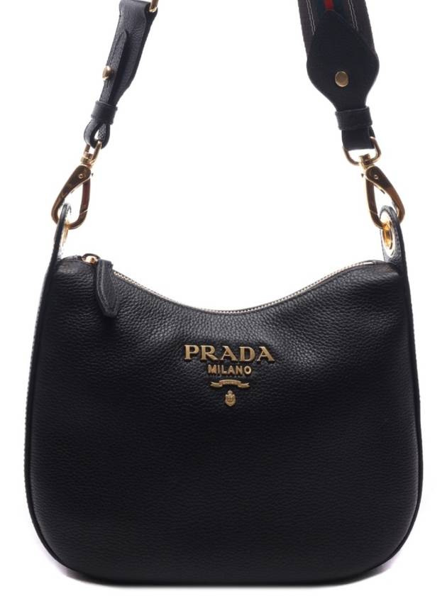 Vitello Penix Small Hobo Shoulder Bag Black - PRADA - BALAAN 3