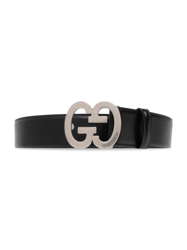 GG Buckle Wide Leather Belt Black - GUCCI - BALAAN 3