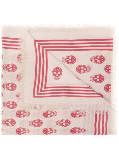 Biker Red Skull Scarf White - ALEXANDER MCQUEEN - BALAAN 2