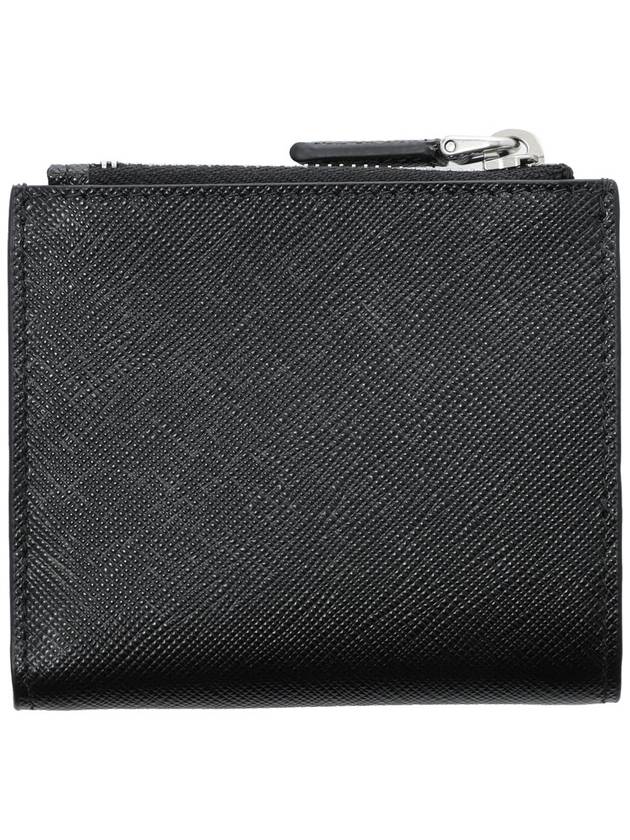 Triangle Logo Saffiano Half Wallet Black - PRADA - BALAAN 5