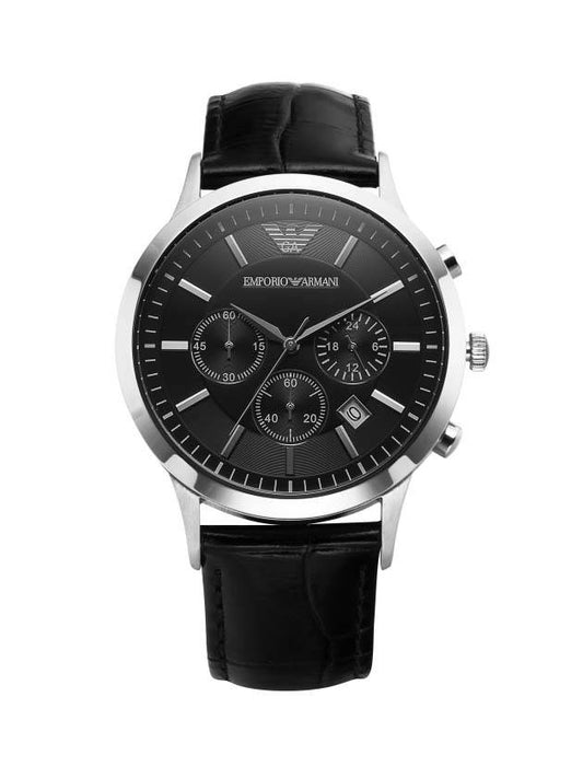Renato Quartz Leather Watch Black - EMPORIO ARMANI - BALAAN.