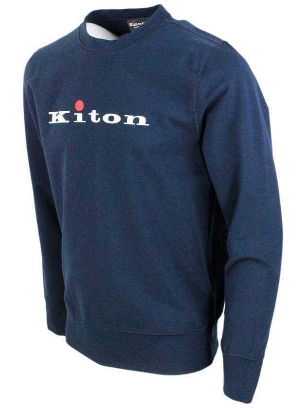 Logo Print Cotton Sweatshirt Navy - KITON - BALAAN 3