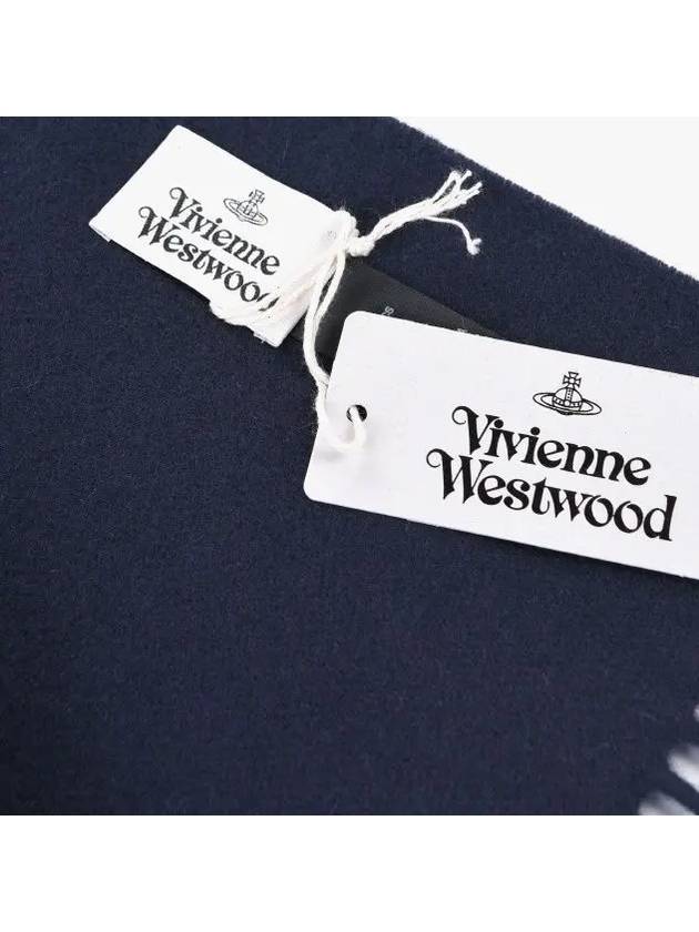 Embroidered Logo Wool Muffler Navy - VIVIENNE WESTWOOD - BALAAN 4