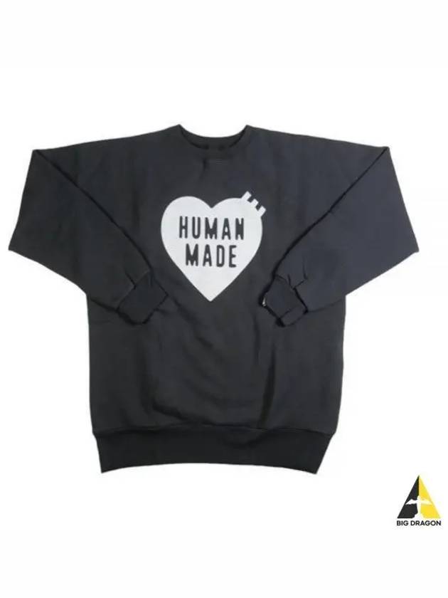 Heart Crew Neck Sweatshirt Black - HUMAN MADE - BALAAN 2