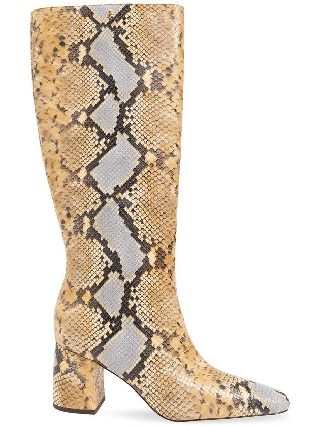 Tory Burch Leather Heeled Knee-high Boots, Women's, Beige - TORY BURCH - BALAAN 1