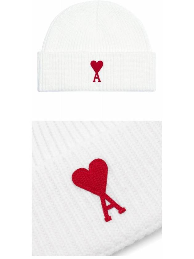 Embroidered Logo Wool Beanie Ivory - AMI - BALAAN 6